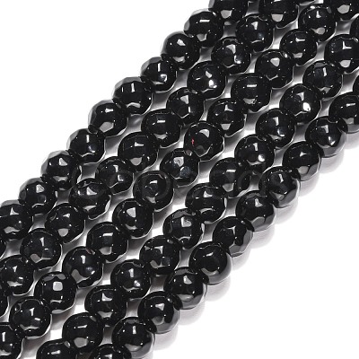 Black Stone Beads Strands G-I087-6mm-1