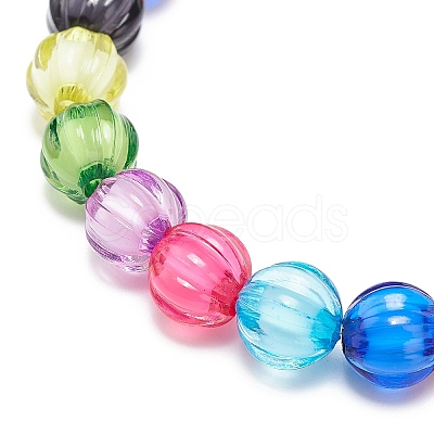 5Pcs 5 Style Pumpkin & Round & Polygon & Heart & Star Acrylic Beaded Stretch Bracelets Set BJEW-JB08927-1