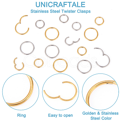 Unicraftale 16Pcs 4 Styles 304 Stainless Steel Twister Clasps STAS-UN0040-53-1