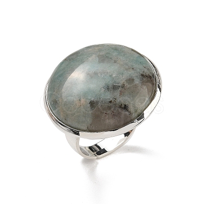 Natural Amazonite Round Adjustable Rings RJEW-K371-09S-14-1