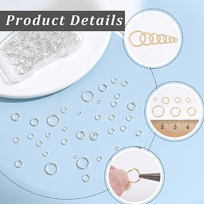 300Pcs 7 Styles Rack Plating Brass Open Jump Rings KK-BBC0027-30S-1