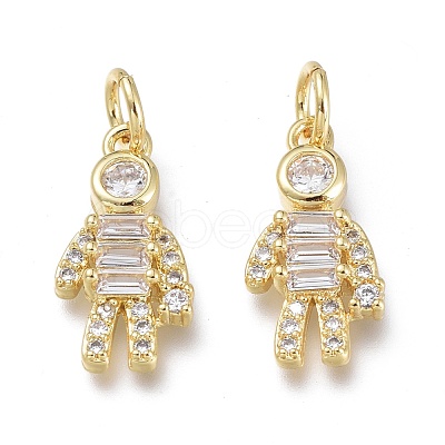 Brass Micro Pave Clear Cubic Zirconia Charms ZIRC-Q024-14G-1