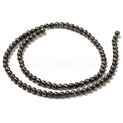 Natural Pyrite Beads Strands G-L031-4mm-01-1