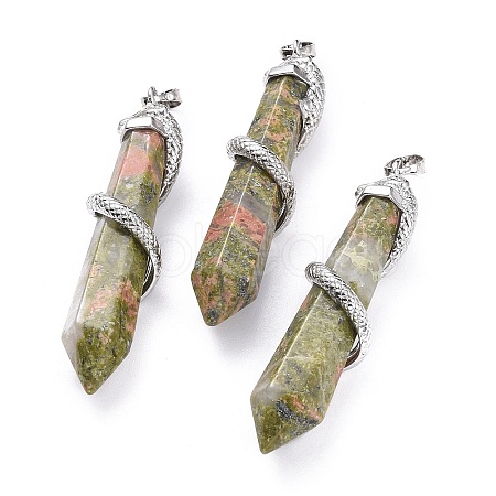 Natural Unakite Big Pointed Pendants X-G-F696-B06-1