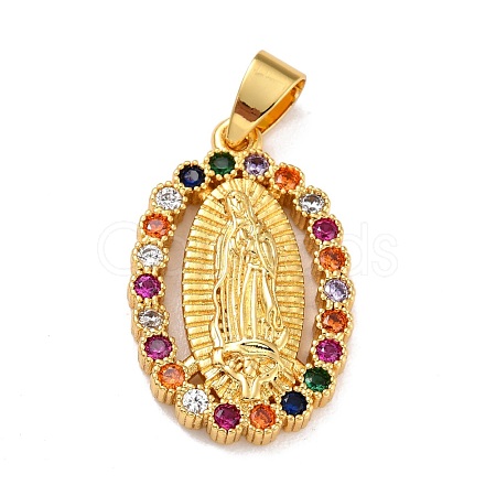Brass Micro Pave Colorful Cubic Zirconia Pendants ZIRC-A021-41G-1