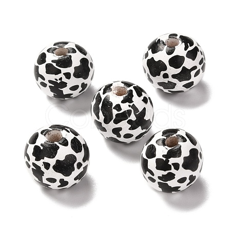 Printed Wood European Beads X-WOOD-F011-06-1