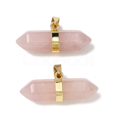 Natural Rose Quartz Double Terminal Pointed Pendants G-NH0001-15G-07-1