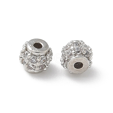 Brass Micro Pave Cubic Zirconia Beads KK-A236-08P-02-1