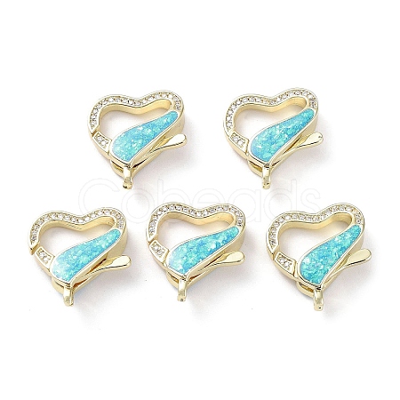 Rack Plating Brass Micro Pave Cubic Zirconia Lobster Claw Clasps KK-C041-03A-G-1