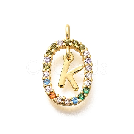Brass Micro Pave Cubic Zirconia Pendants ZIRC-P123-01G-K02-1