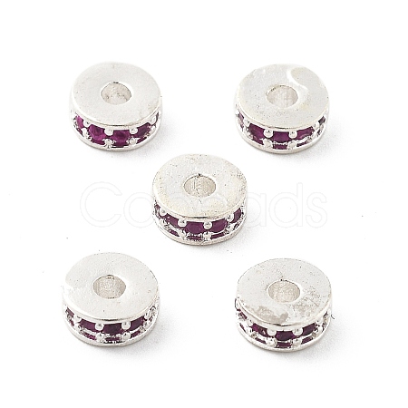 Brass Micro Pave Cubic Zirconia Beads KK-R216-14S-01-1