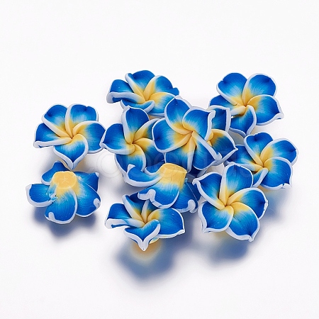 Handmade Polymer Clay 3D Flower Plumeria Beads X-CLAY-Q192-20mm-05-1