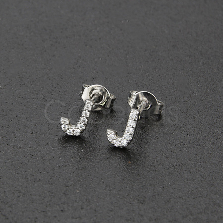 Brass Micro Pave Clear Cubic Zirconia Stud Earrings FS-WGC2F12-10-1