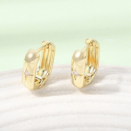 Brass Micro Pave Cubic Zirconia Hoop Earrings KK-CBA5585-09G-1