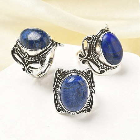 Natural Lapis Lazuli Adjustable Rings RJEW-I108-02AS-11-1