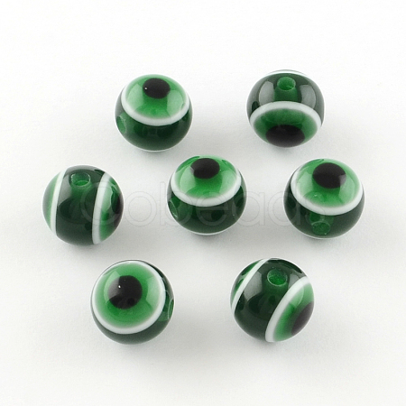Round Evil Eye Resin Beads LS-RESI-R159-6mm-09-1