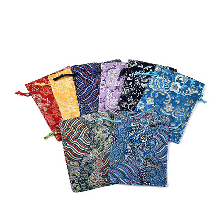 Chinese Embroidery Satin Drawstring Bags ABAG-N008-10x14-A01-1