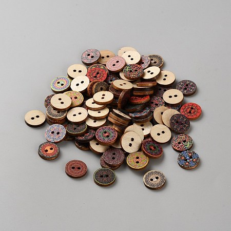 100Pcs 2-Hole Wooden Buttons BUTT-WH20005-04-1