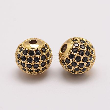 Brass Micro Pave Cubic Zirconia Beads X-ZIRC-E110-06G-1