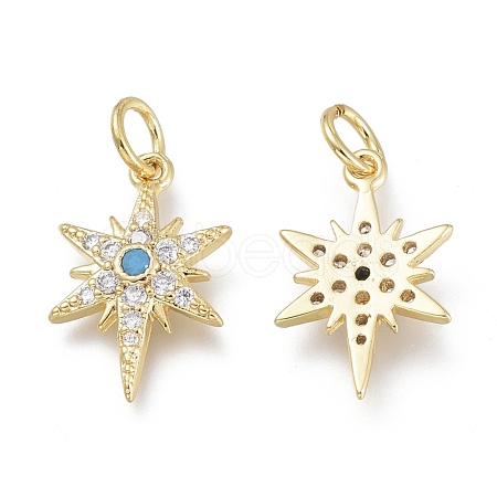 Brass Micro Pave Clear Cubic Zirconia Charms ZIRC-Q024-02G-1