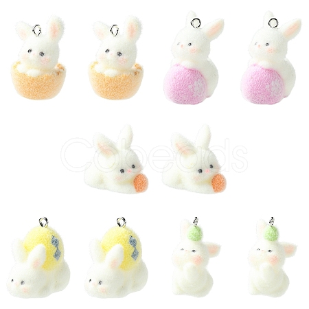 5Pcs 5 Styles Easter Opaque Resin Pendants RESI-YW0002-15-1