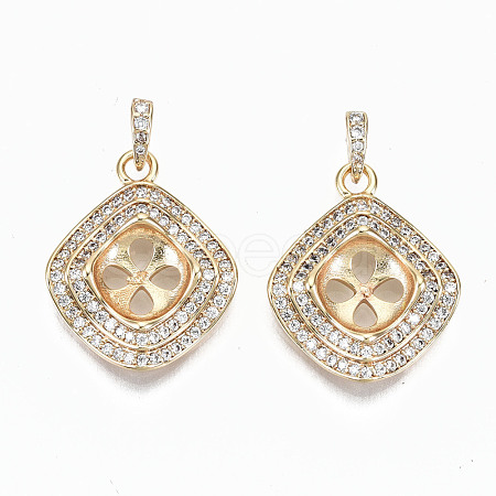 Brass Micro Pave Clear Cubic Zirconia Peg Bails Pendants KK-S356-123G-NF-1