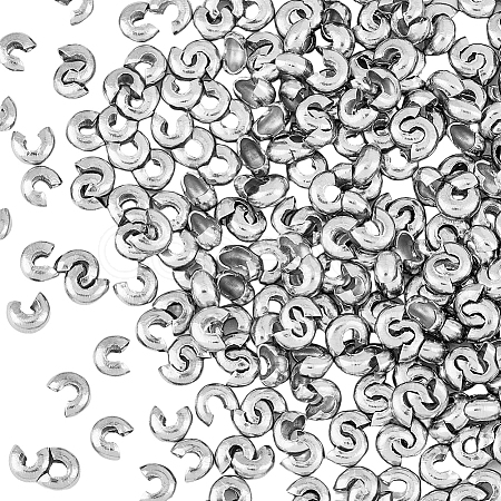 300Pcs 304 Stainless Steel Crimp Beads Covers STAS-HY0001-10-1