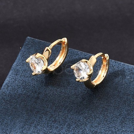 Brass Micro Pave Cubic Zirconia Hoop Earrings KK-CBAD29A-06G-1