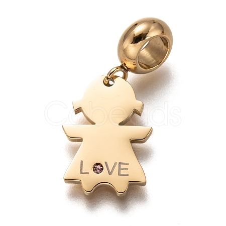 304 Stainless Steel European Dangle Charms STAS-I177-19G-1