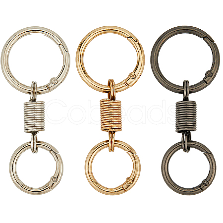 12Pcs 3 Colors Nordic Retro Zinc Alloy Double Spring Ring Clasps FIND-SC0012-87A-1