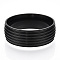 201 Stainless Steel Grooved Finger Ring Settings, Ring Core Blank for Enamel, Electrophoresis Black, 8mm, Size 10, Inner Diameter: 20mm