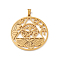 304 Stainless Steel Hollow Pendants, Flat Round with Eye of Horus & Ankh Cross & Wing Charm, Golden, 34x32x1.5mm, Hole: 4.5x3mm