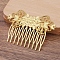 Brass Hair Comb Findings, Iron Comb, Flower, Golden, 76x55mm, 5pcs/set