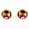 201 Stainless Steel Enamel Beads, Round with Evil Eye, Golden, Dark Red, 8.5x8.5x6mm, Hole: 3mm