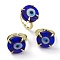 Lampwork Evil Eye Open Cuff Ring, Light Gold Brass Lucky Jewelry for Women, Lead Free & Cadmium Free, Medium Blue, US Size 6 1/4(16.7mm)