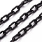 Handmade Opaque Acrylic Paperclip Chains, Drawn Elongated Cable Chains, Black, 13x7.5x2mm, 19.88 inch(50.5cm)/strand