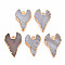 Natural Agate Pendants, with Light Gold Plated Iron Findings, Dyed & Heated, Heart, Slate Gray, 27.5~31x20~21x5~6.5mm, Hole: 2mm