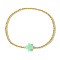 Cross Natural Gemstone & Brass Bead Stretch Bracelets for Women, Aquamarine, Inner Diameter: 6-7/8 inch(17.5cm)