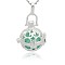 Silver Color Plated Brass Hollow Round Cage Pendants, with No Hole Spray Painted Brass Round Ball Beads, Medium Turquoise, 36x25x21mm, Hole: 3x8mm