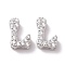 925 Sterling Silver Micro Pave Cubic Zirconia Beads, Real Platinum Plated, Letter L, 9x6x3.5mm, Hole: 2.5x1.5mm