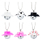 DICOSMETIC 6Pcs 6 Style Plastic Cap with Glass Disco Ball Pendant Necklace, Platinum Iron Jewelry, Mixed Color, 28.54 inch(72.5cm), 1Pc/style