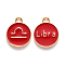 Alloy Enamel Pendants, Cadmium Free & Lead Free, Flat Round with Constellation, Light Gold, Red, Libra, 22x18x2mm, Hole: 1.5mm