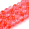 Transparent Crackle Baking Painted Glass Beads Strands, Imitation Opalite, Round, Orange Red, 6x5mm, Hole: 1.2mm, about 147pcs/strand, 31.10 inch(79cm)