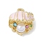 Alloy Rhinestone Pendants, with Resin Pearl, Shell Shape, Golden, Lavender Blush, 16.5x15.5x14mm, Hole: 2mm