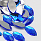 Sew on Rhinestone, Taiwan Acrylic Rhinestone, Two Holes, Garment Accessories, Faceted, Horse Eye, Blue, 18x9x4.5mm, Hole: 1mm