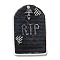 Halloween Themed Opaque Acrylic Pendants, Tombstone Charms, Black, 37.5~38x23.5~25.5x2mm, Hole: 2mm