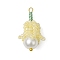 Seed Beads Beaded Charms, with Glass Pearl Beads, Lily of the Valley Pendant, Lemon Chiffon, 26.5x15x15mm, Hole: 1.6mm