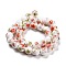 Handmade Flower Printed Porcelain Ceramic Beads Strands, Round, Red, 10mm, Hole: 2mm, about 35pcs/strand, 13.5 inch