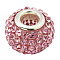 Resin Rhinestone Beads, with Silver Color Brass Double Cores, Grade A, Rondelle, Light Rose, 10x7mm, Hole: 2.5mm