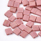 2-Hole Opaque Glass Seed Beads, Frosted, Rectangle, Light Coral, 5x4.5~5.5x2~2.5mm, Hole: 0.5~0.8mm